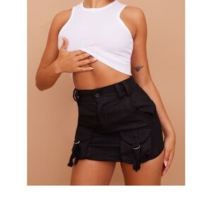 Black Women's Cargo denim Mini Skirt